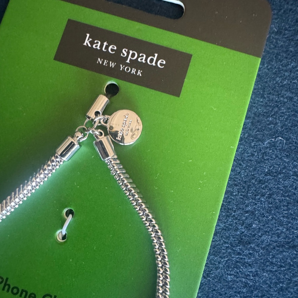 Kate Spade Silver Phone charm with chain! Attaches to all phone! Add some FUN♠️ - Picture 6 of 6